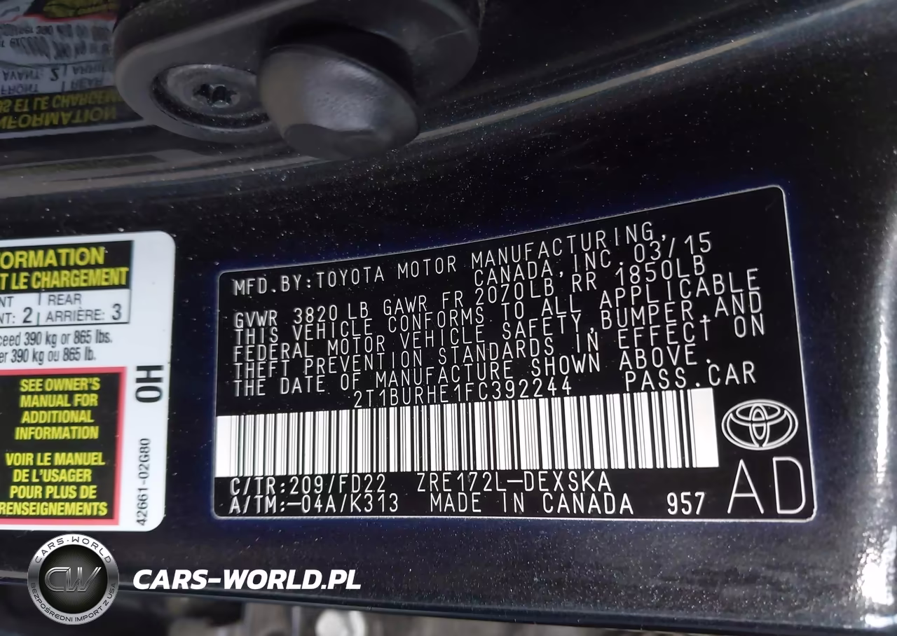 2015 Toyota Corolla S Plus VIN:2T1BURHE1FC392244 - 9