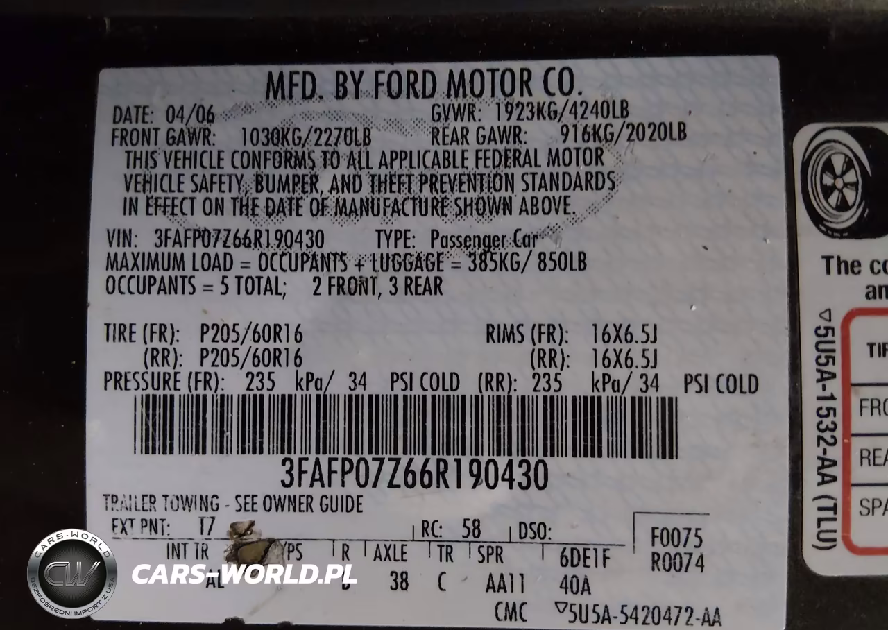 2006 Ford Fusion Se VIN:3FAFP07Z66R190430 - 9
