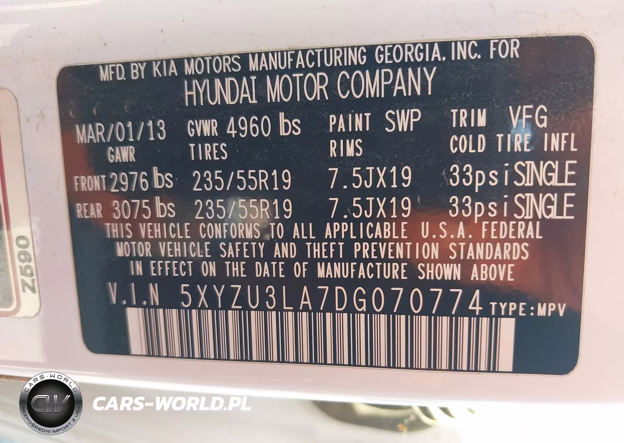 2013 Hyundai Santa Fe Sport 2.0T VIN:5XYZU3LA7DG070774 - 9