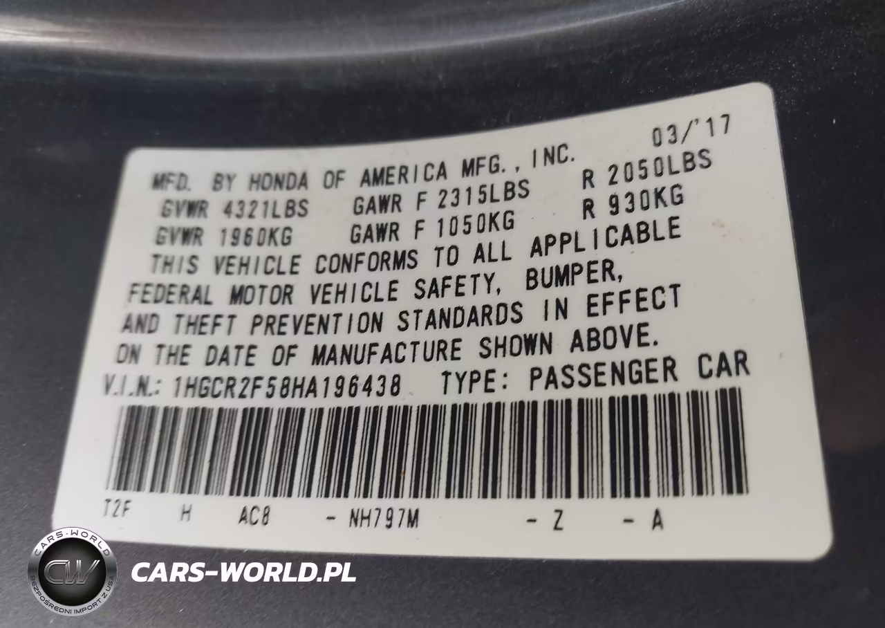 2017 Honda Accord Sport VIN:1HGCR2F58HA196438 - 9