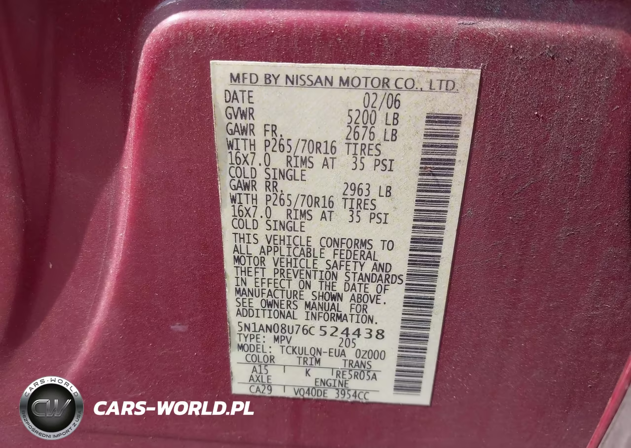 2006 Nissan Xterra X VIN:5N1AN08U76C524438 - 9