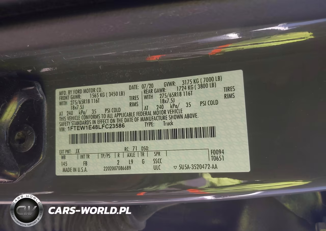 2020 Ford F-150 Xlt VIN:1FTEW1E48LFC23586 - 9