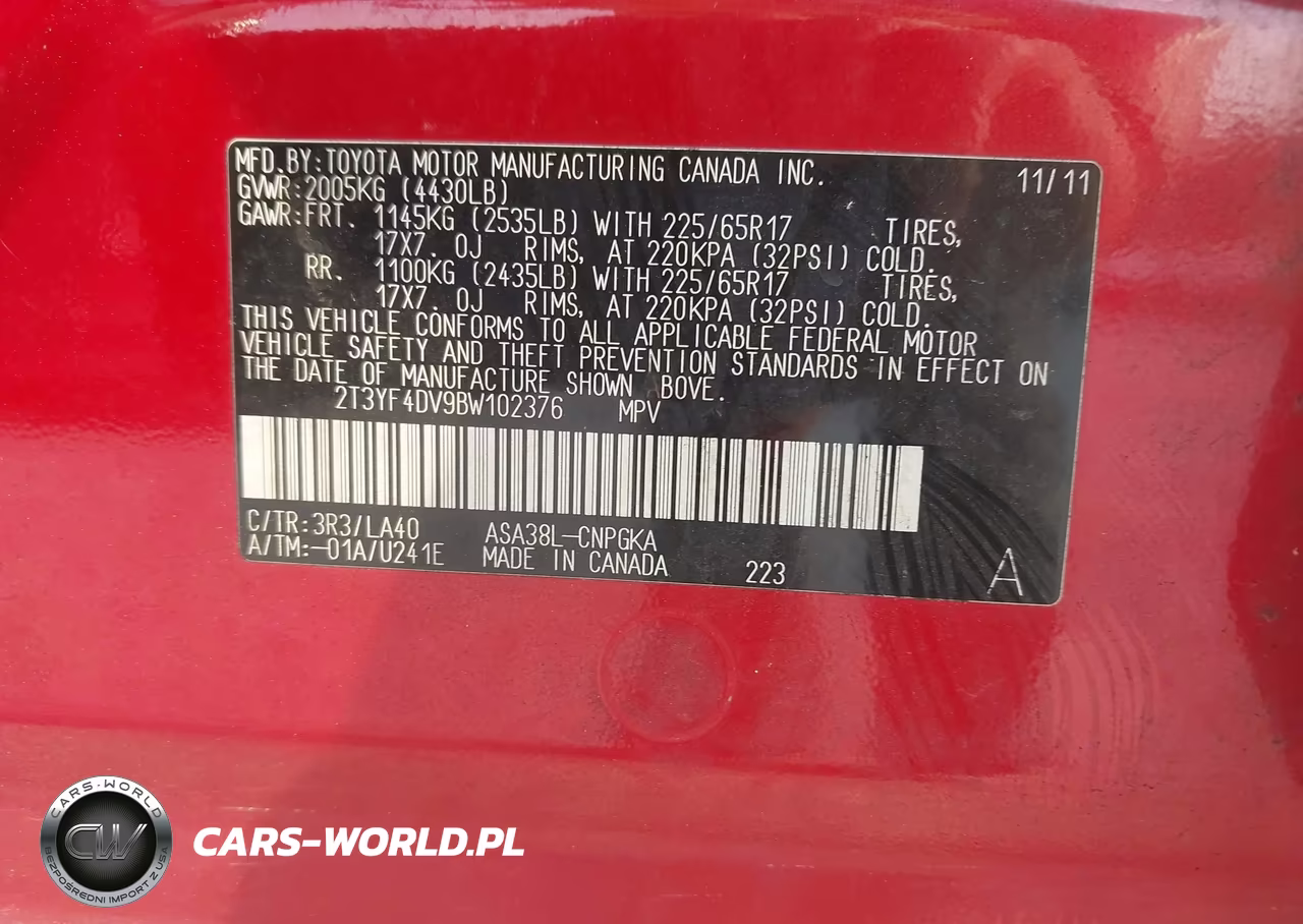 2011 Toyota Rav4 Limited VIN:2T3YF4DV9BW102376 - 9