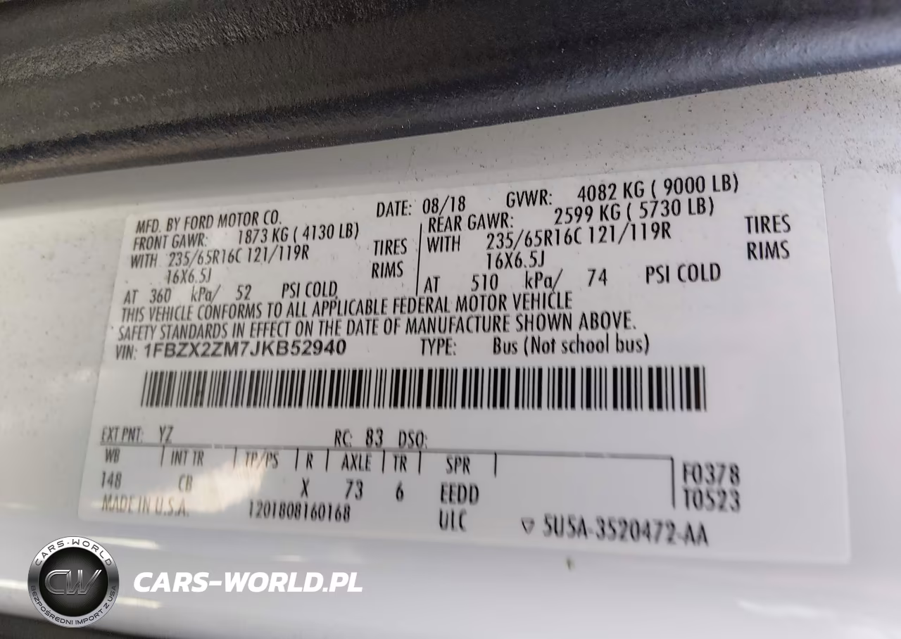 2018 Ford Transit-350 Xl VIN:1FBZX2ZM7JKB52940 - 9