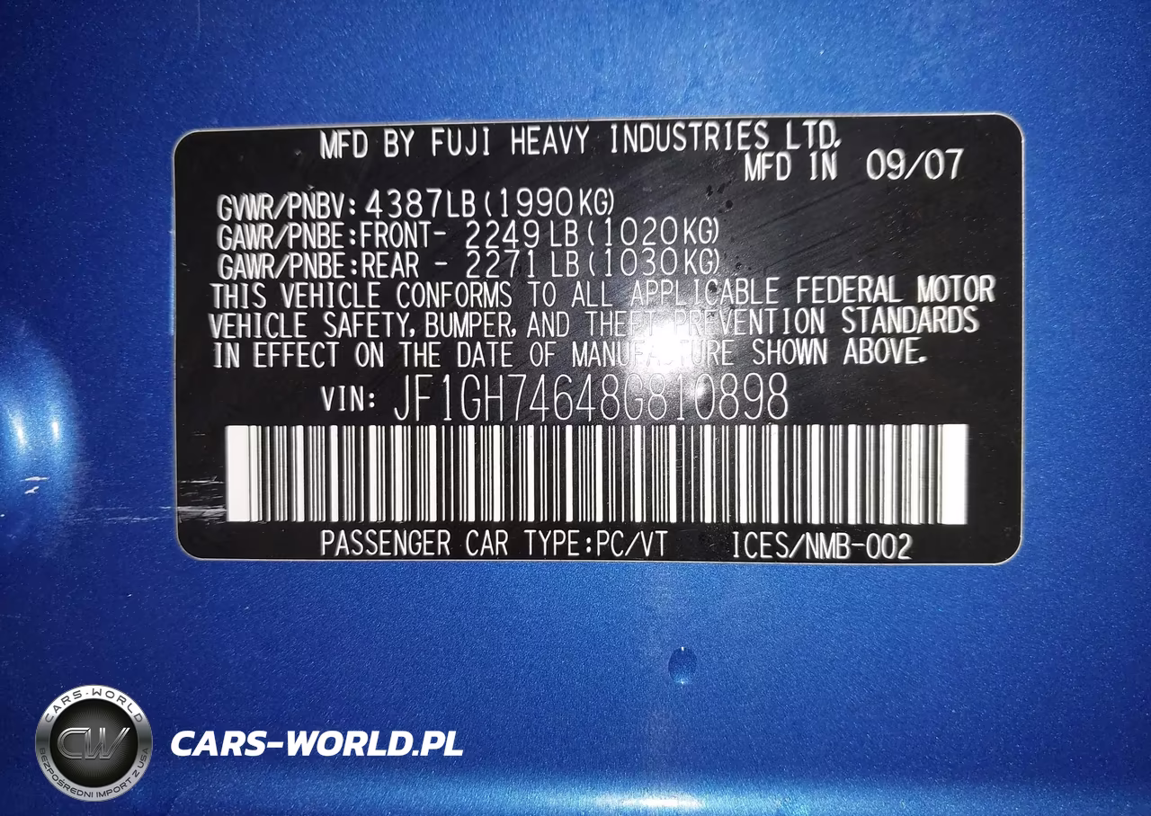 2008 Subaru Impreza Wrx VIN:JF1GH74648G810898 - 9