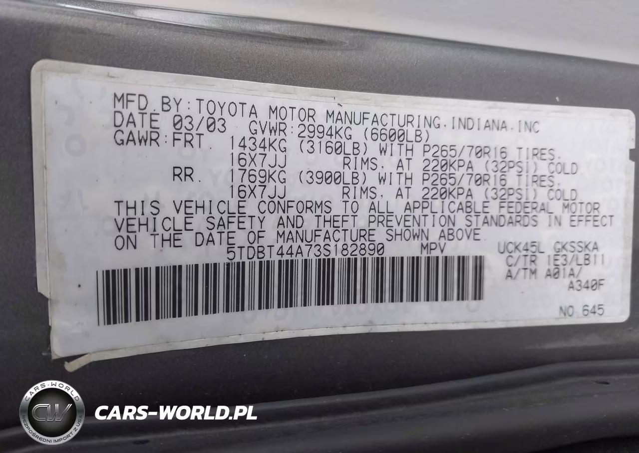 2003 Toyota Sequoia Sr5 V8 VIN:5TDBT44A73S182890 - 9