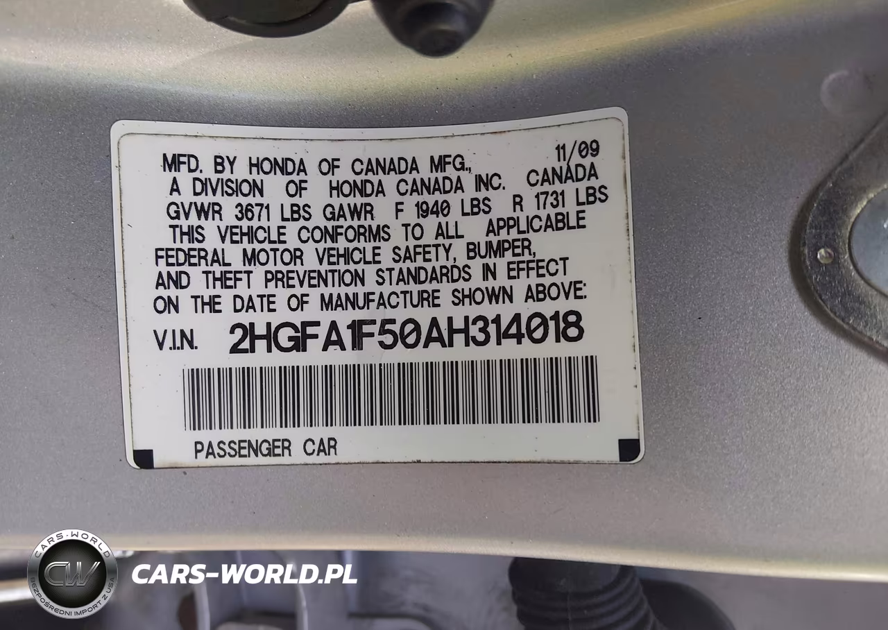 2010 Honda Civic Lx VIN:2HGFA1F50AH314018 - 9