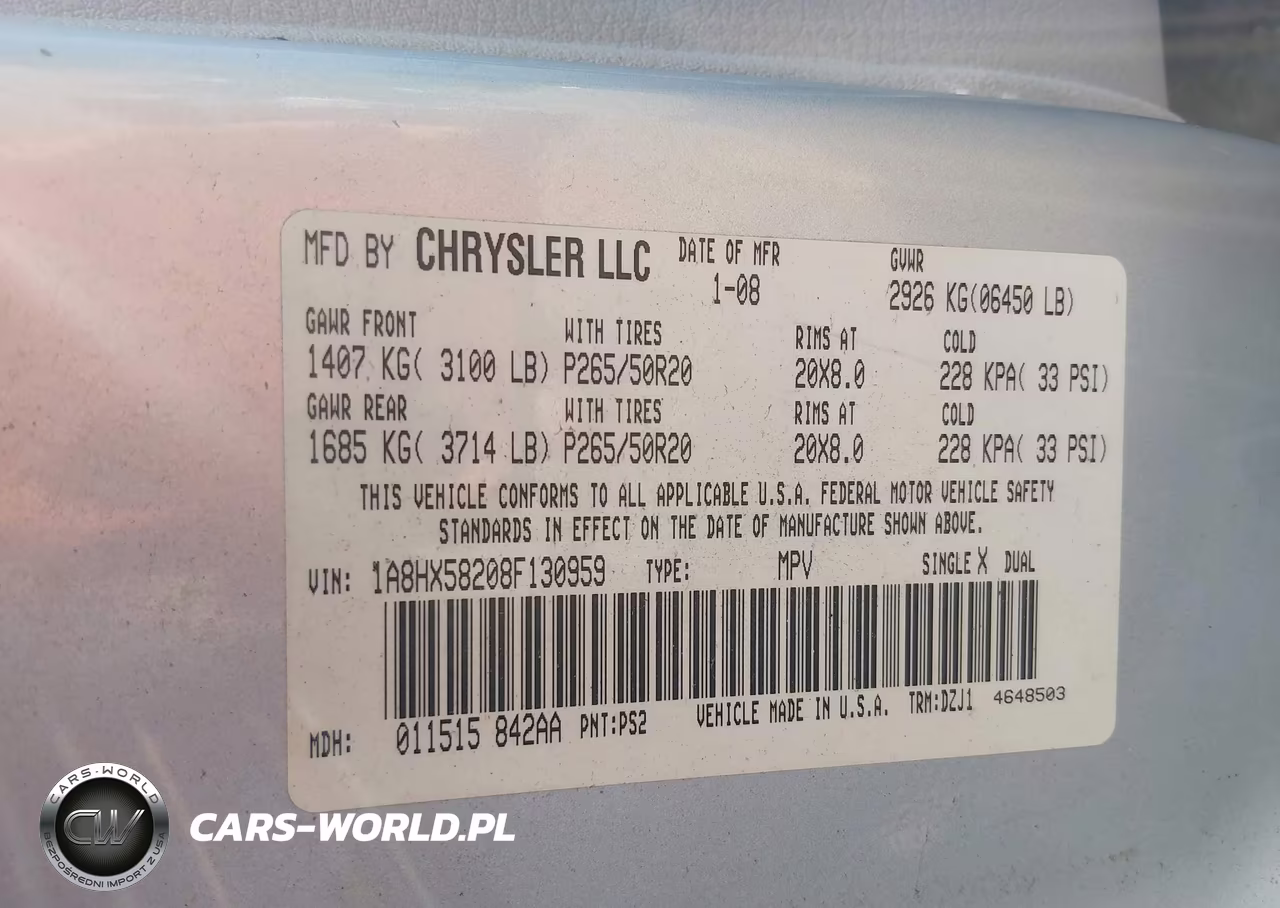2008 Chrysler Aspen Limited VIN:1A8HX58208F130959 - 9