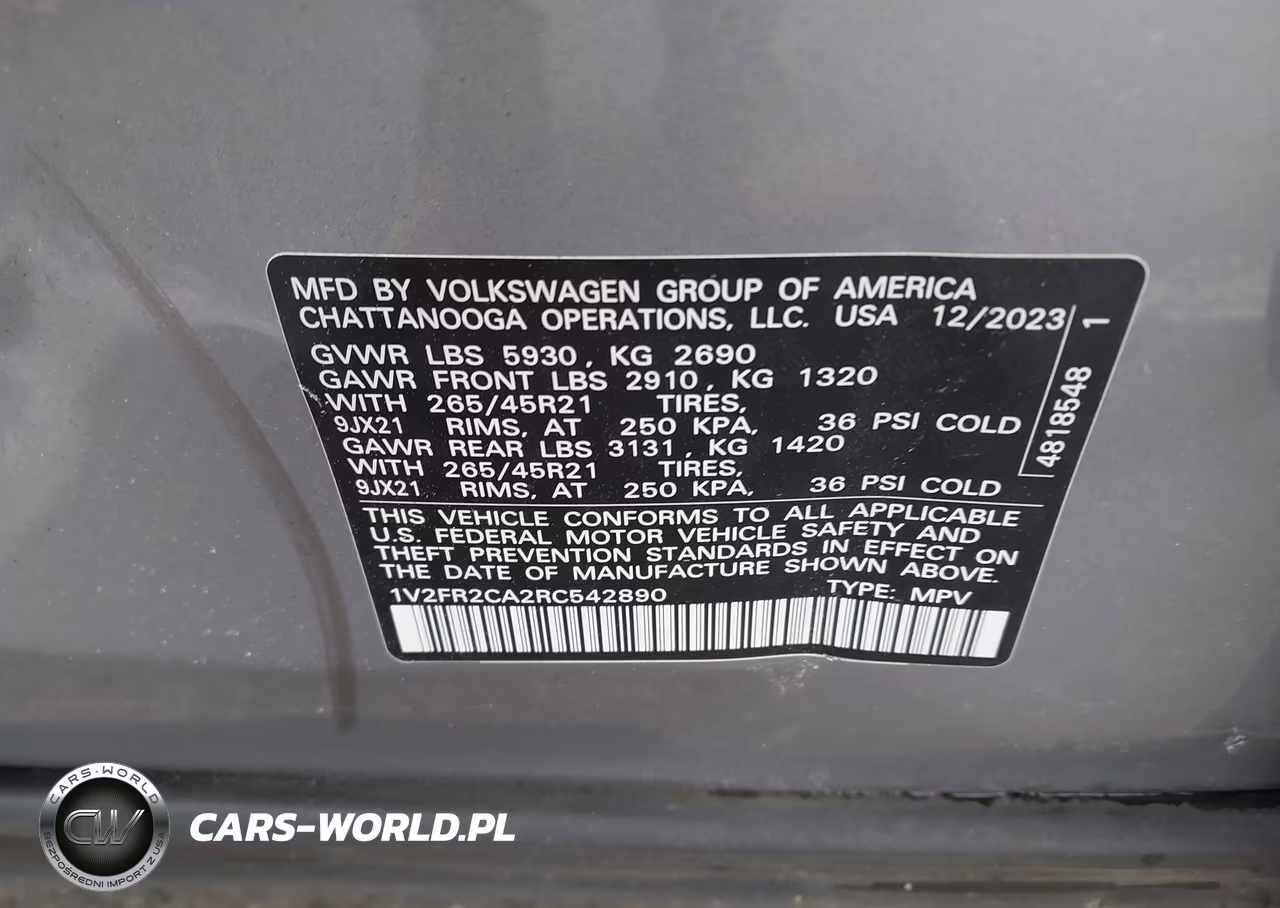 2024 Volkswagen Atlas 2.0T Sel Premium R-Line VIN:1V2FR2CA2RC542890 - 9
