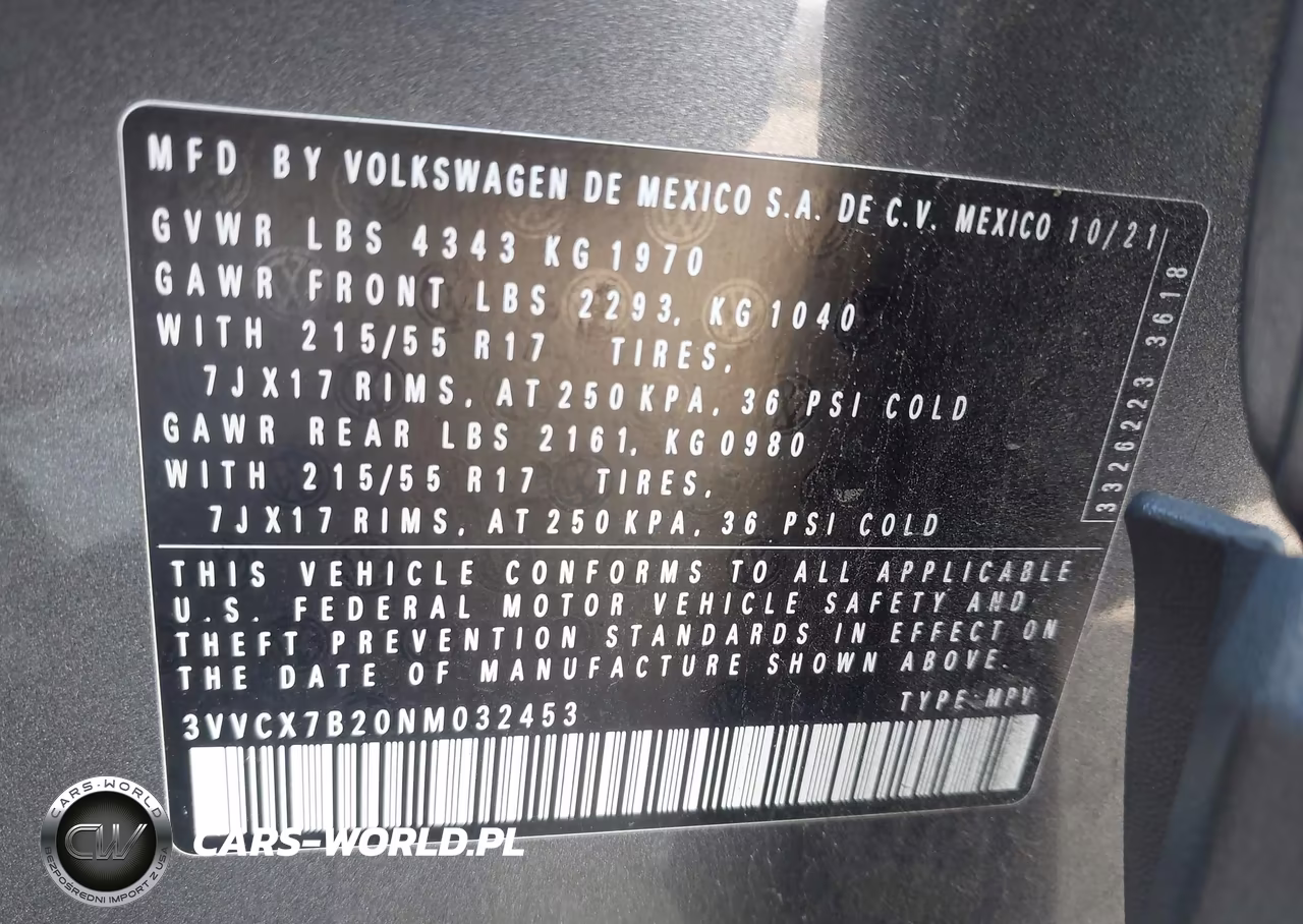 2022 Volkswagen Taos 1.5T S VIN:3VVCX7B20NM032453 - 9