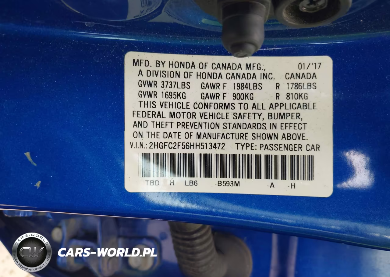 HONDA CIVIC LX VIN:2HGFC2F56HH513472 - 9