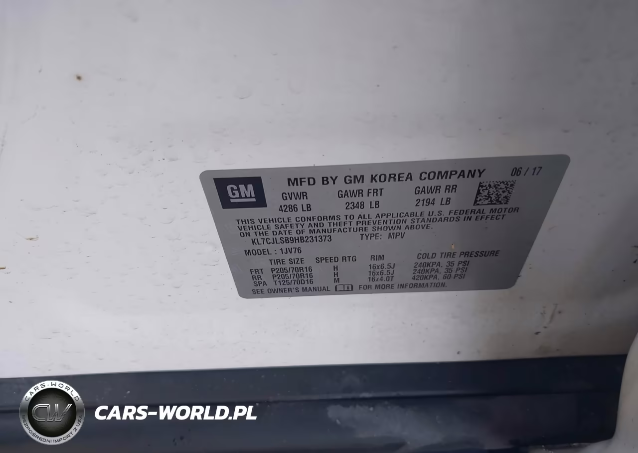 2017 Chevrolet Trax Lt VIN:KL7CJLSB9HB231373 - 9