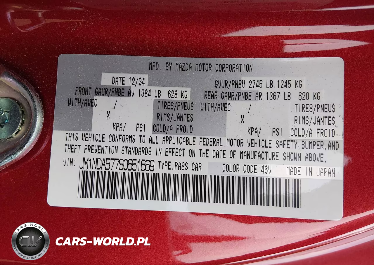 2025 Mazda Mx-5 Miata Sport VIN:JM1NDAB77S0651669 - 9
