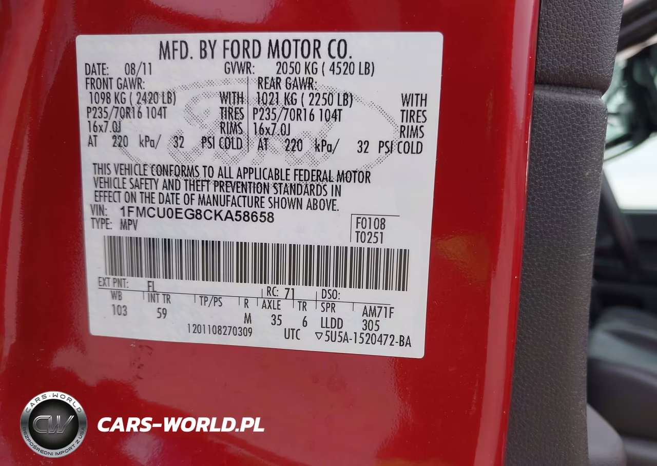 2012 Ford Escape Limited VIN:1FMCU0EG8CKA58658 - 9