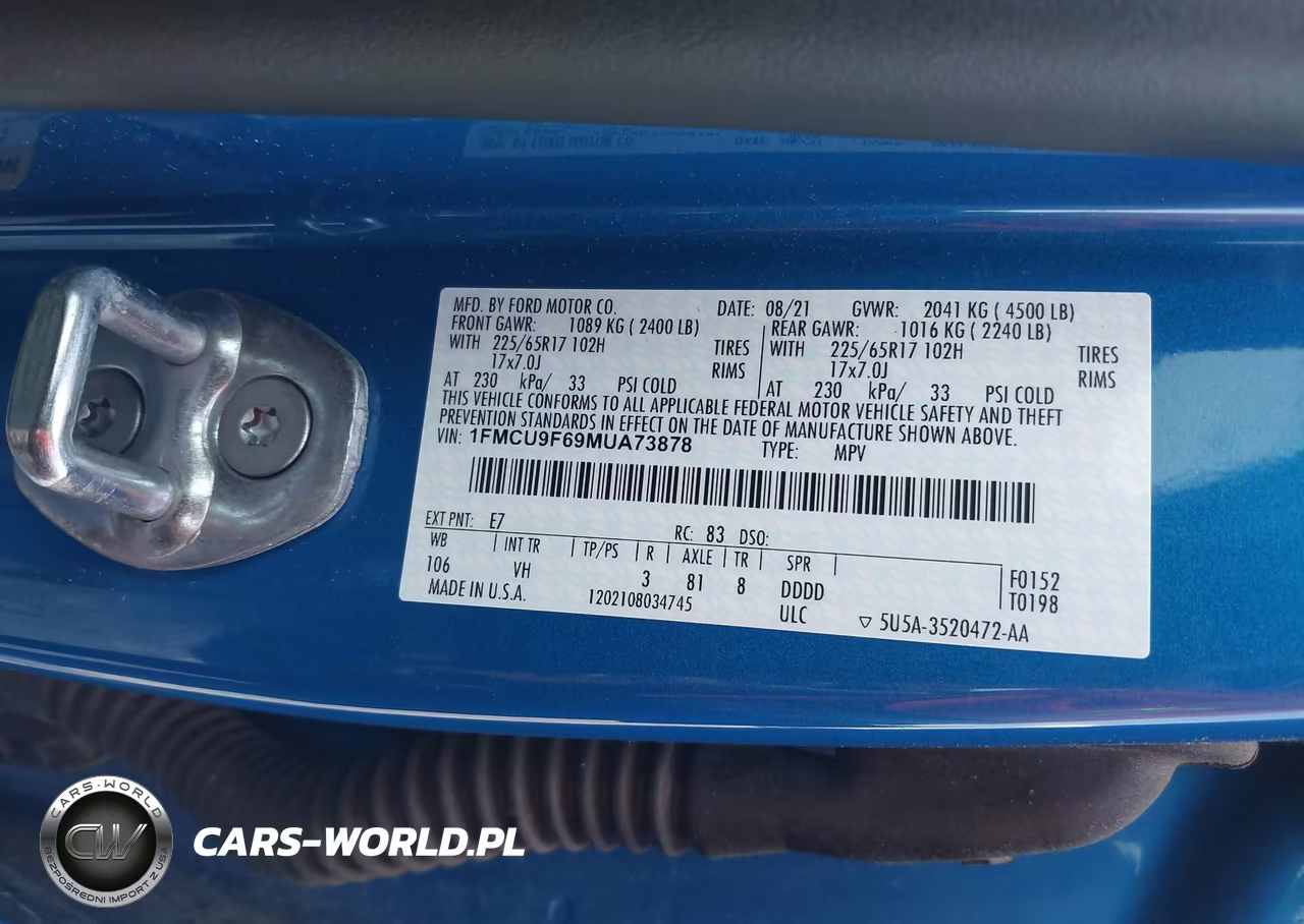 2021 Ford Escape S VIN:1FMCU9F69MUA73878 - 9
