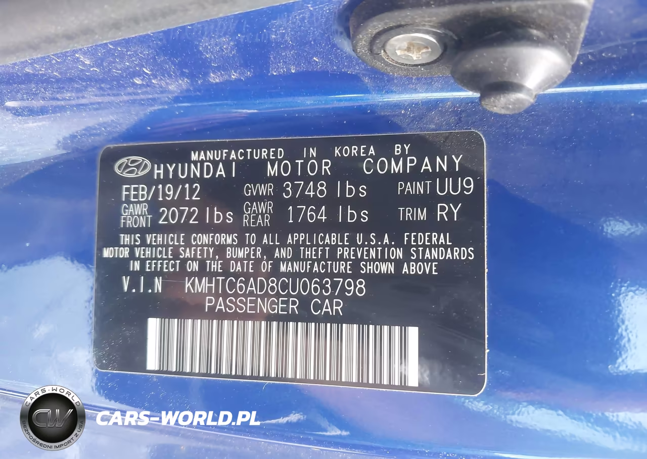 2012 Hyundai Veloster Base W-Black VIN:KMHTC6AD8CU063798 - 9
