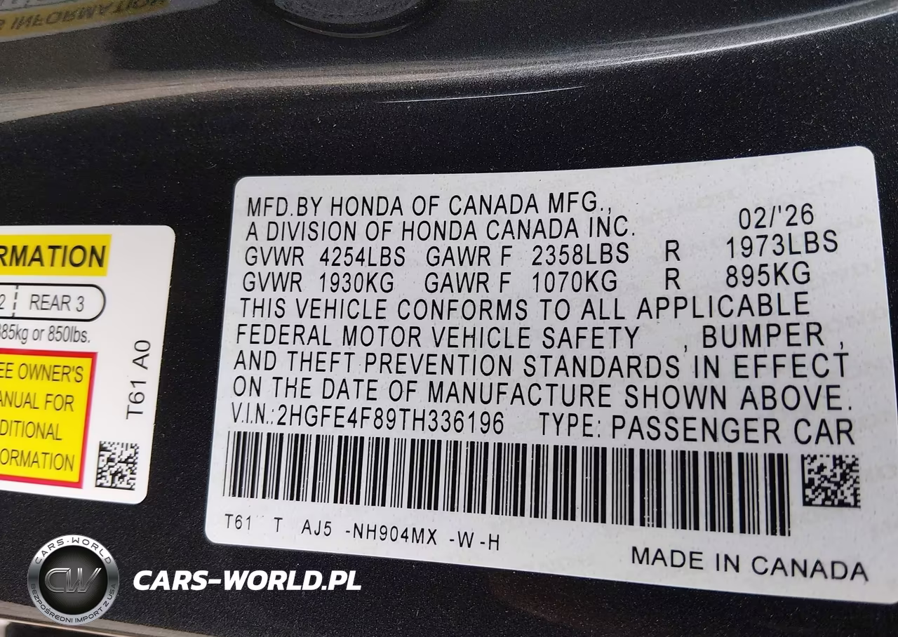 2026 Honda Civic Hybrid Sport-Sport Touring VIN:2HGFE4F89TH336196 - 9