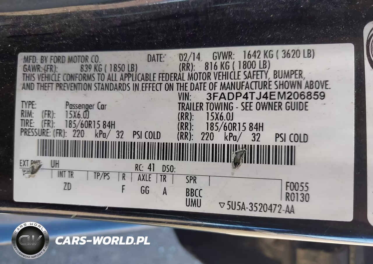 2014 Ford Fiesta S VIN:3FADP4TJ4EM206859 - 9