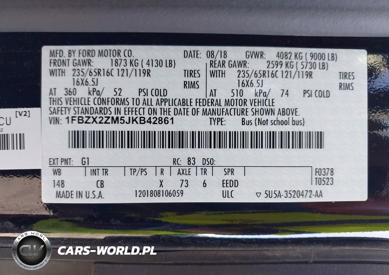 2018 Ford Transit-350 Xl VIN:1FBZX2ZM5JKB42861 - 9
