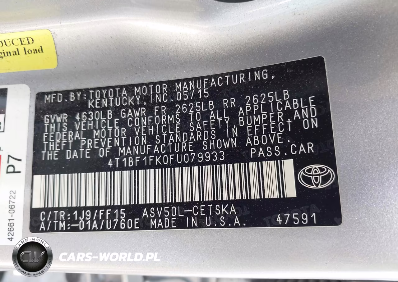 2015 Toyota Camry Se VIN:4T1BF1FK0FU079933 - 9