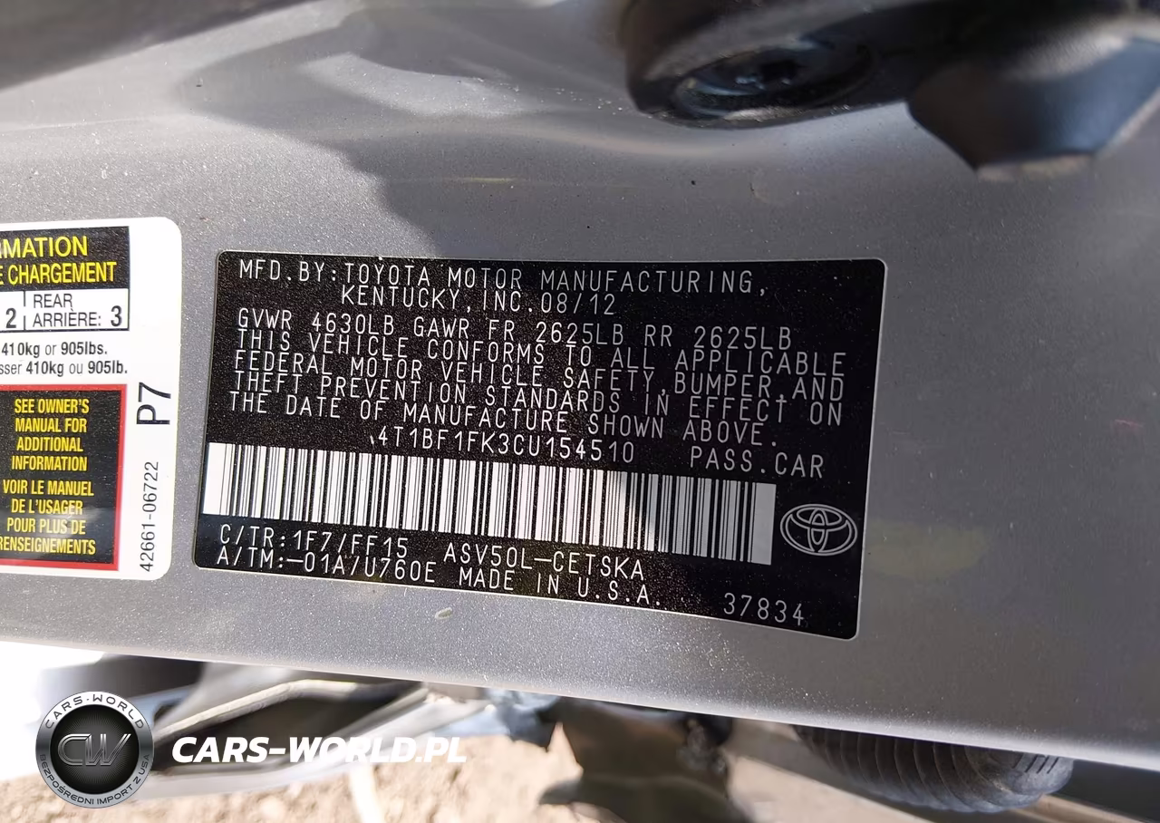 2012 Toyota Camry Se VIN:4T1BF1FK3CU154510 - 9
