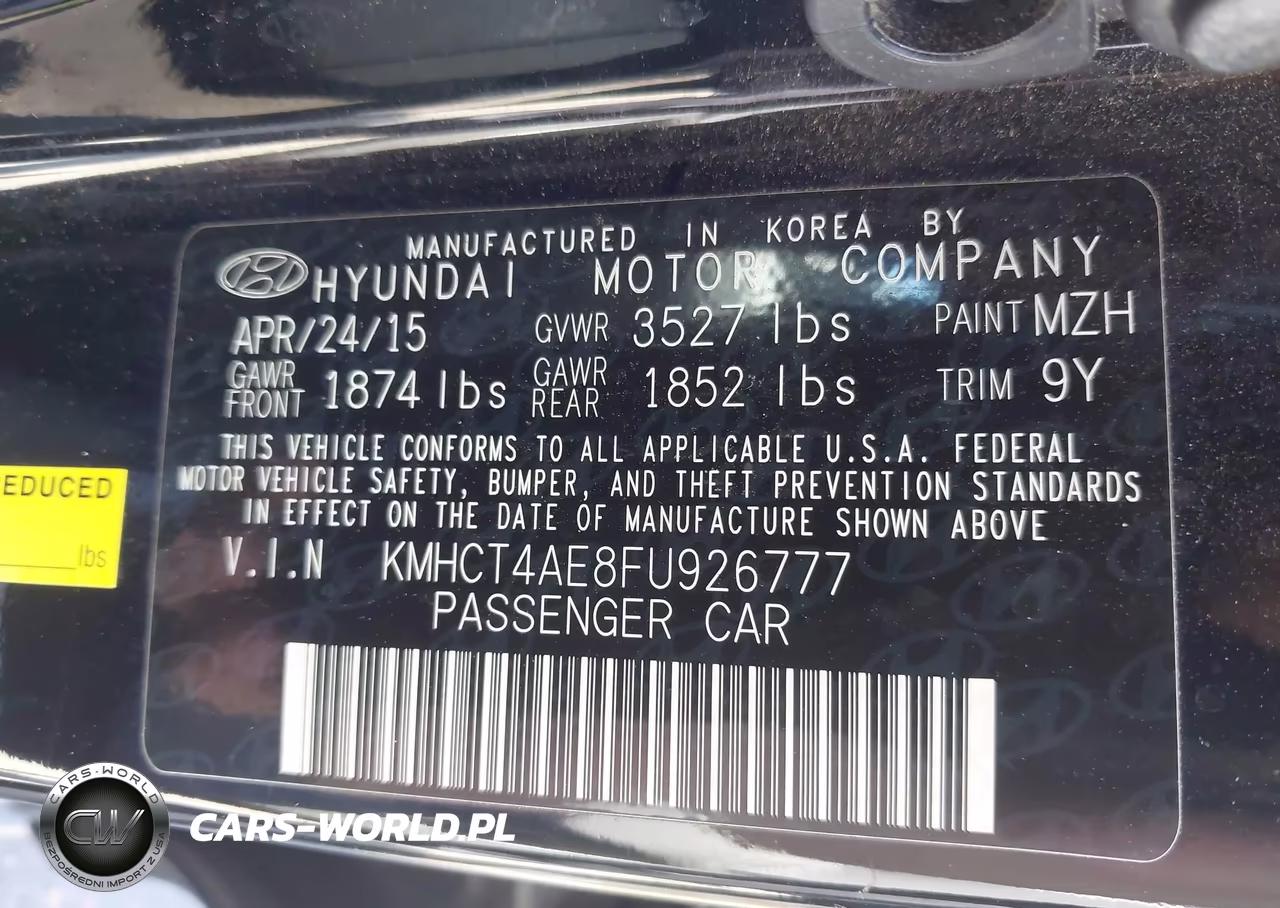 2015 Hyundai Accent Gls VIN:KMHCT4AE8FU926777 - 9