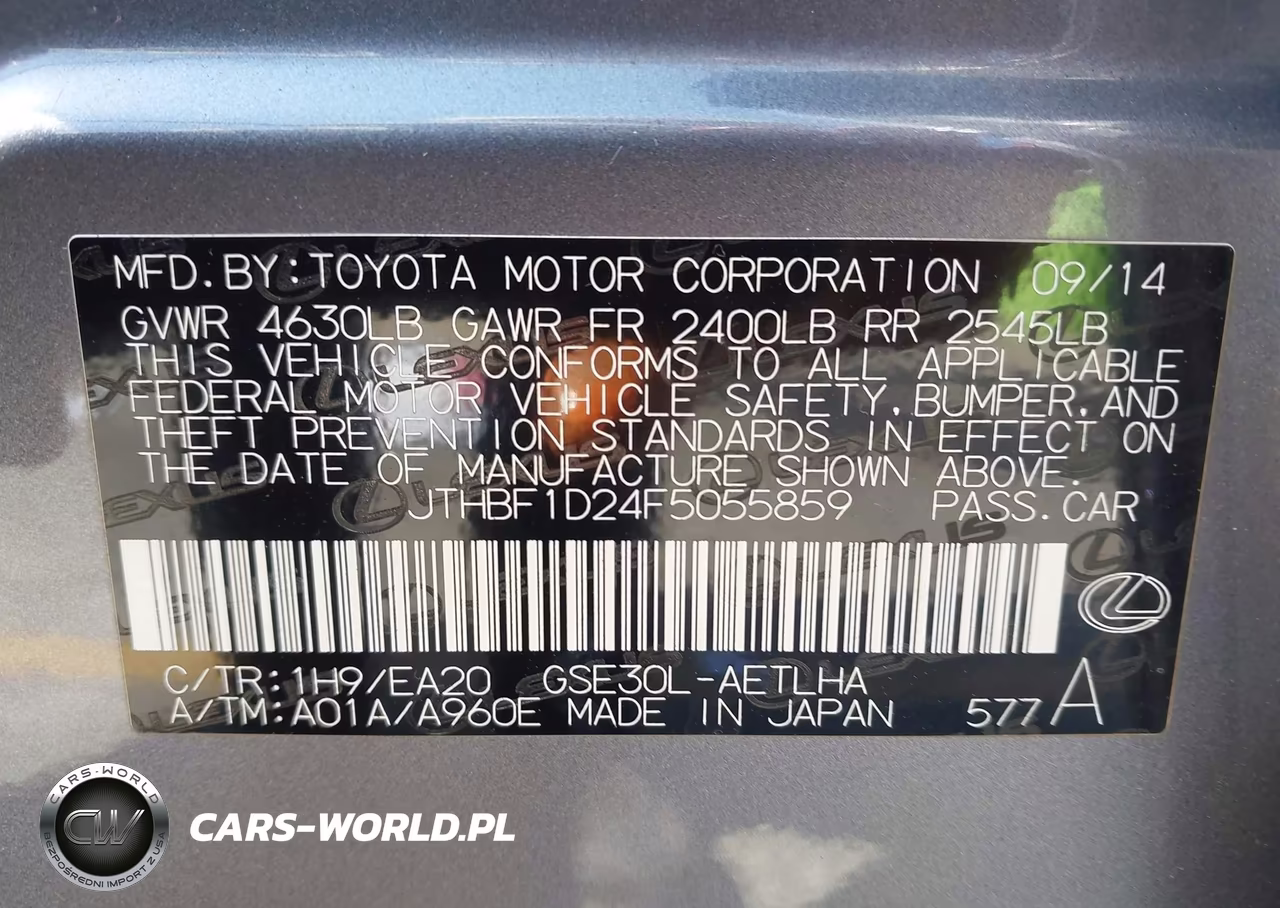 2015 Lexus Is 250 VIN:JTHBF1D24F5055859 - 9