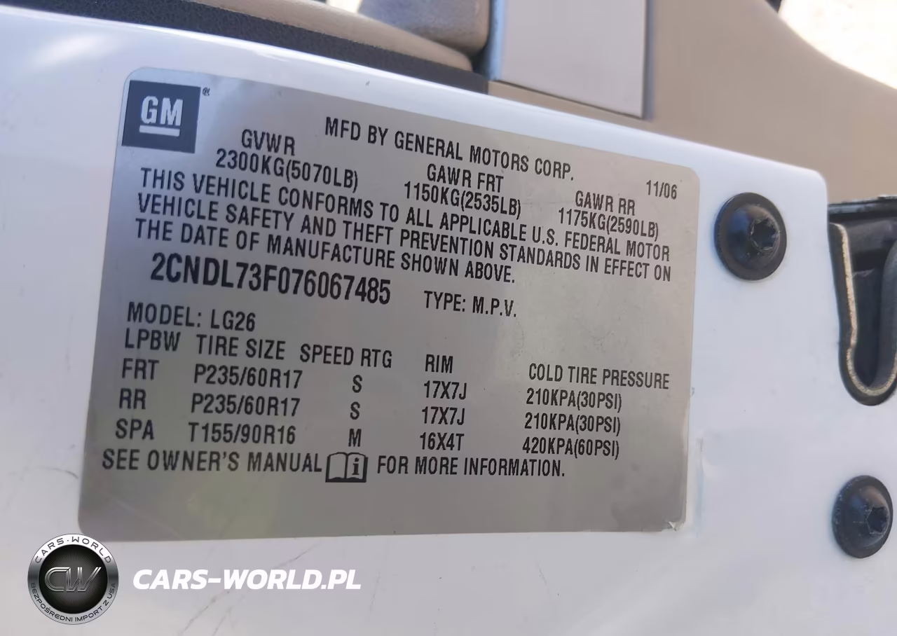 2007 Chevrolet Equinox Lt VIN:2CNDL73F076067485 - 9