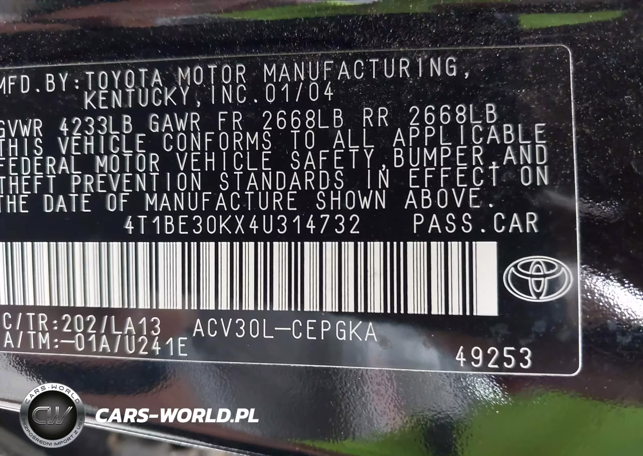 2004 Toyota Camry Xle VIN:4T1BE30KX4U314732 - 9