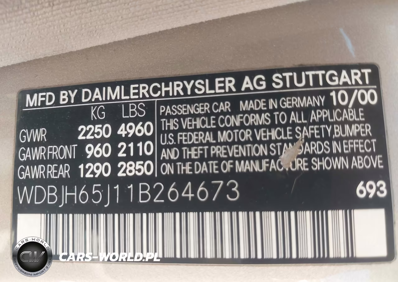 2001 Mercedes-Benz E 320 VIN:WDBJH65J11B264673 - 9