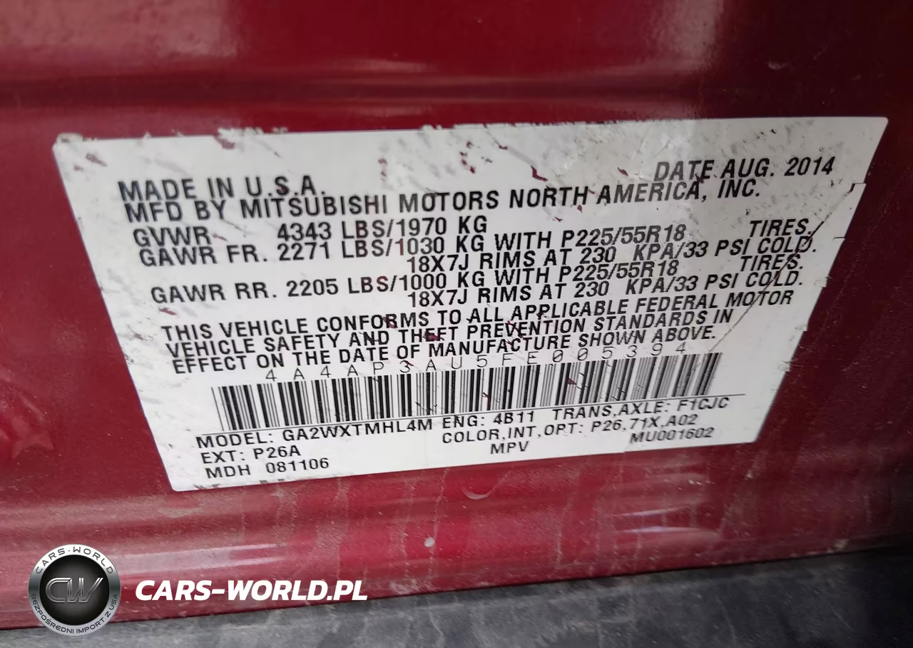 2015 Mitsubishi Outlander Sport Es VIN:4A4AP3AU5FE005394 - 9