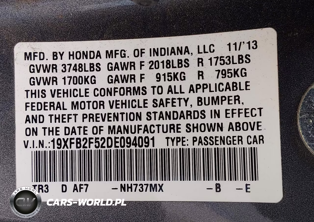 2013 Honda Civic Lx VIN:19XFB2F52DE094091 - 9