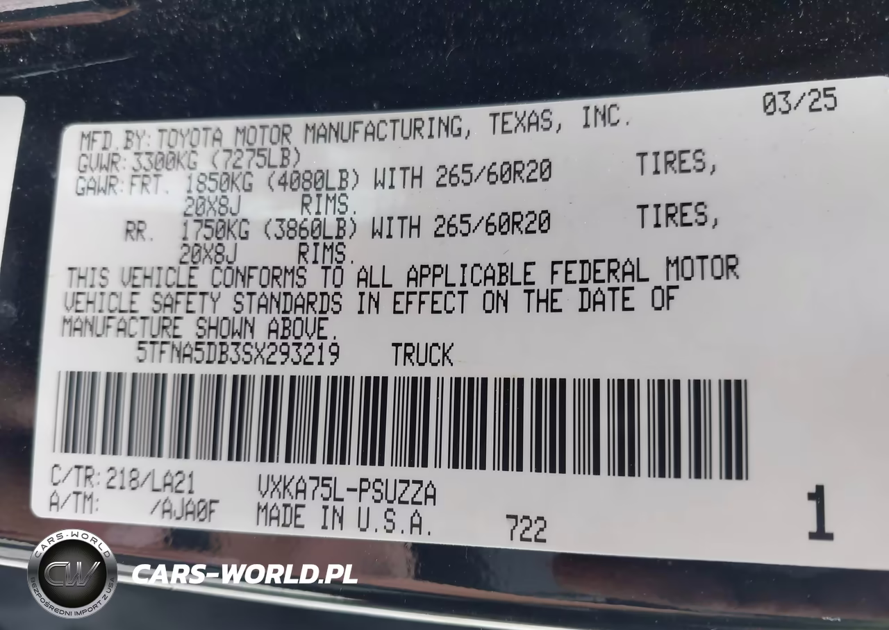 2025 Toyota Tundra Platinum VIN:5TFNA5DB3SX293219 - 9