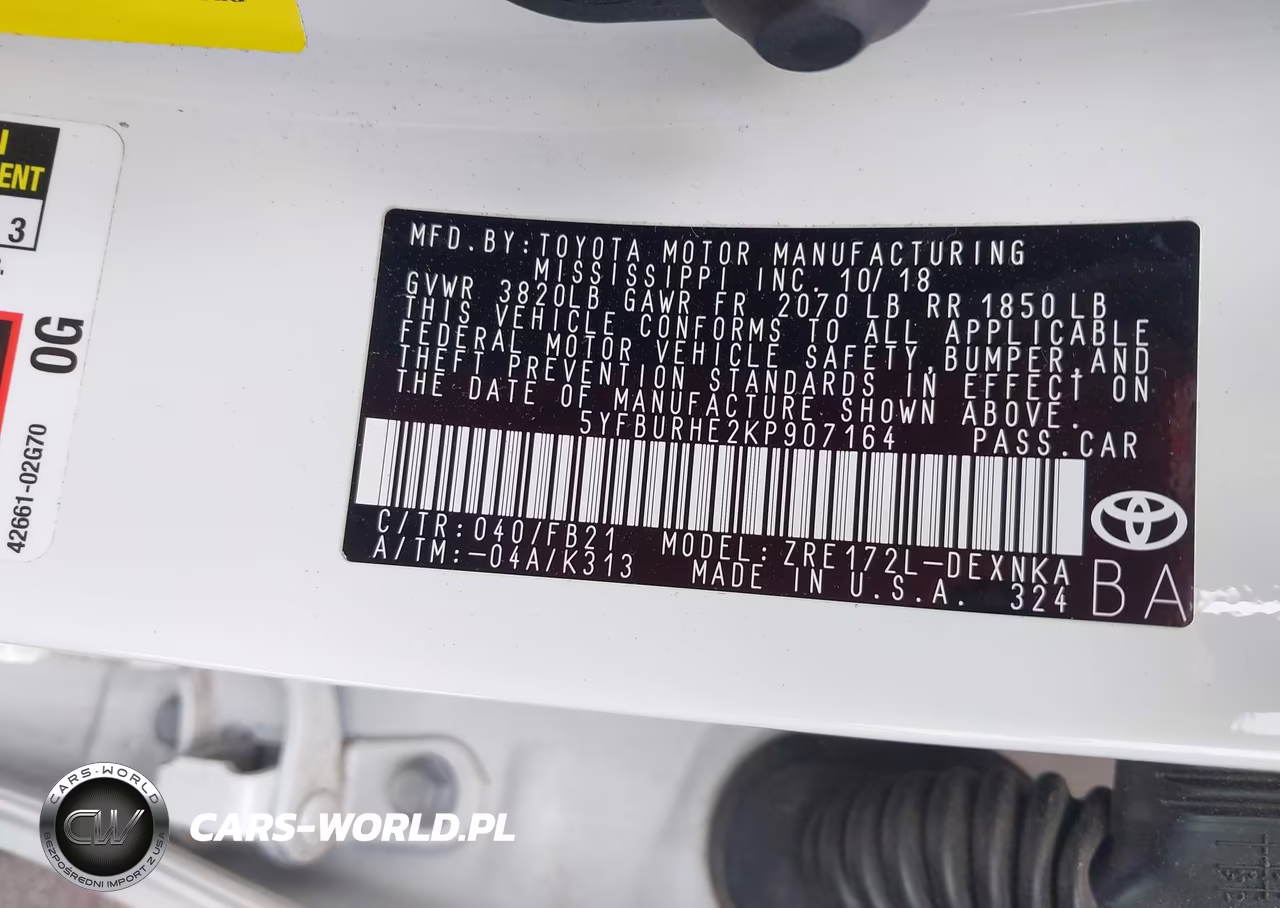 2019 Toyota Corolla Le VIN:5YFBURHE2KP907164 - 9
