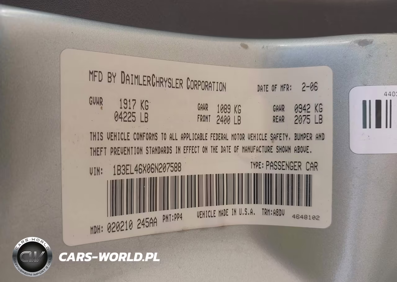 2006 Dodge Stratus Sxt VIN:1B3EL46X06N207588 - 9