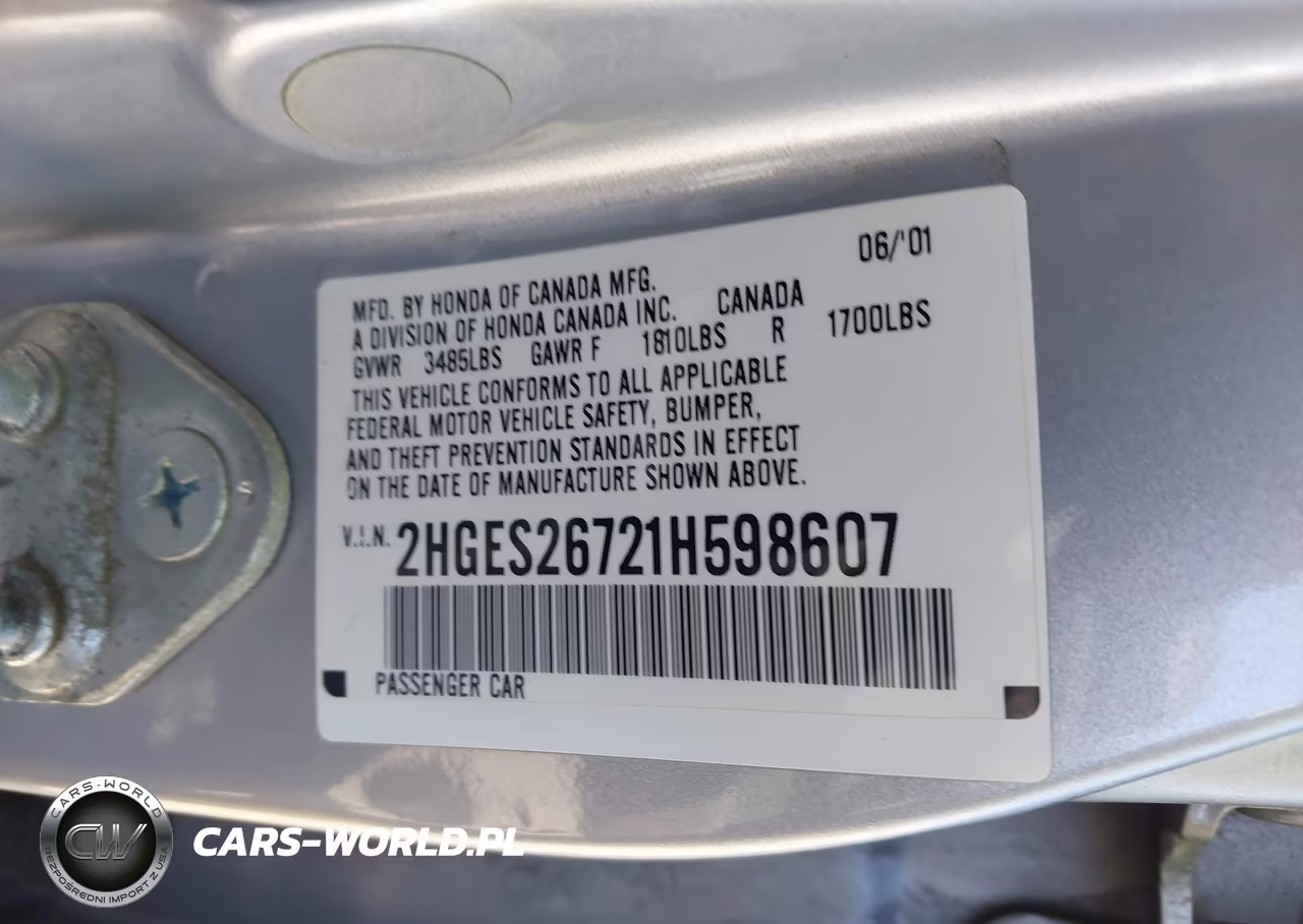 2001 Honda Civic Ex VIN:2HGES26721H598607 - 9