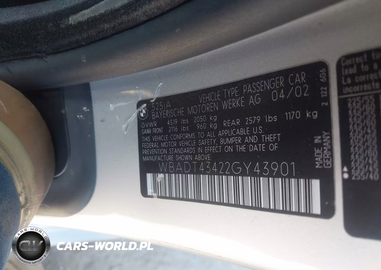 2002 BMW 5 Series 525Ia VIN:WBADT43422GY43901 - 9