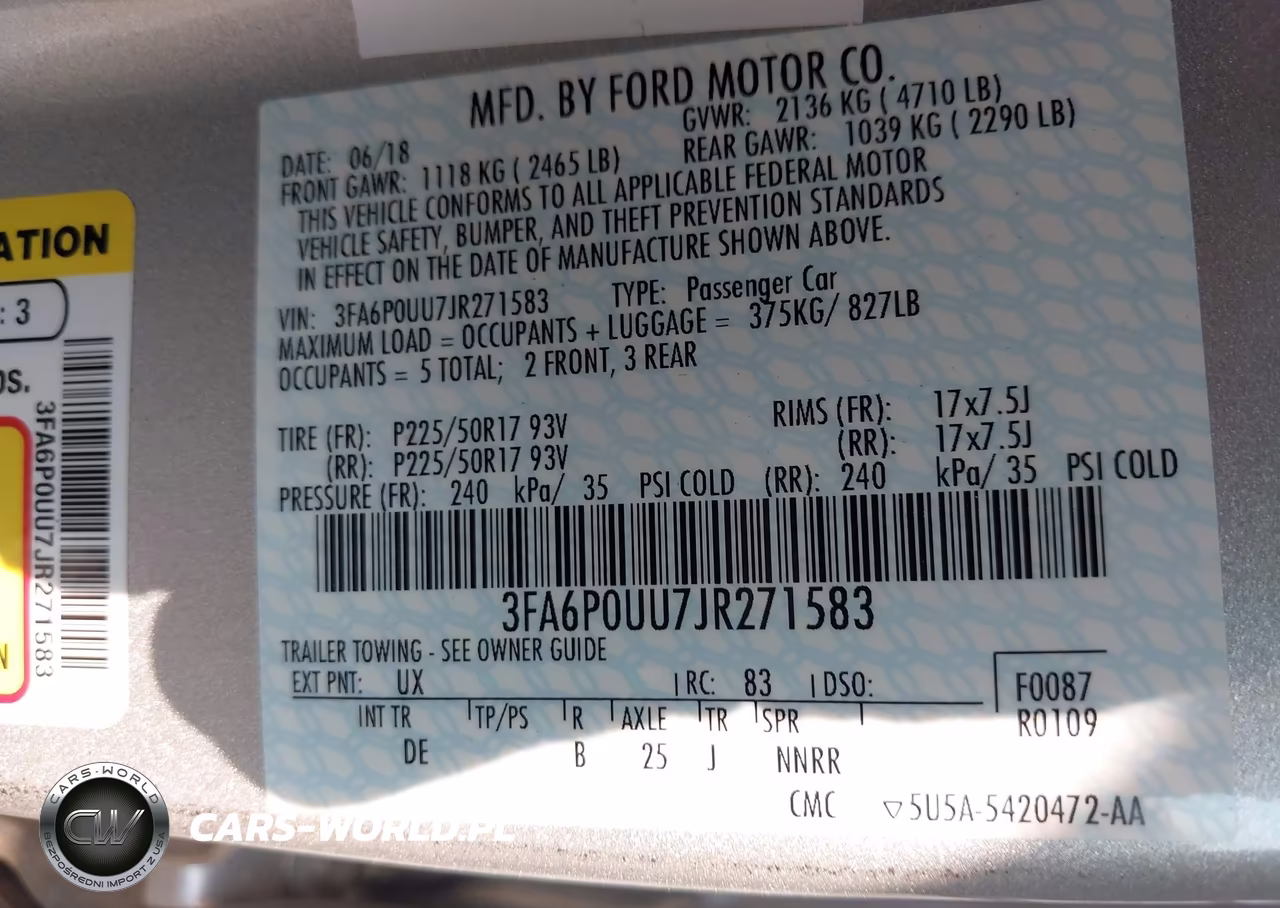 2018 Ford Fusion Hybrid S VIN:3FA6P0UU7JR271583 - 9