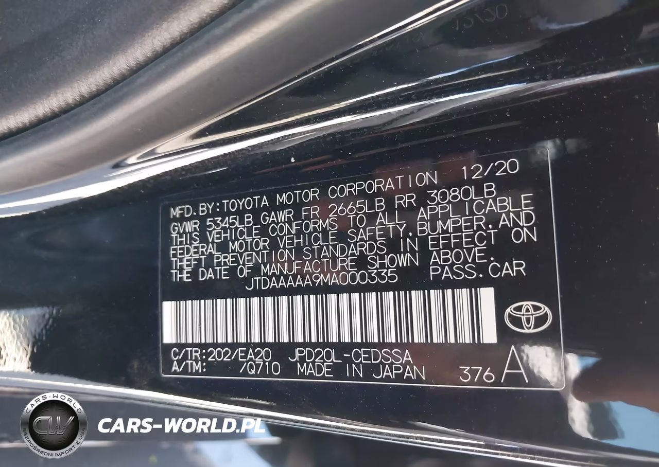 2021 Toyota Mirai Xle VIN:JTDAAAAA9MA000335 - 9