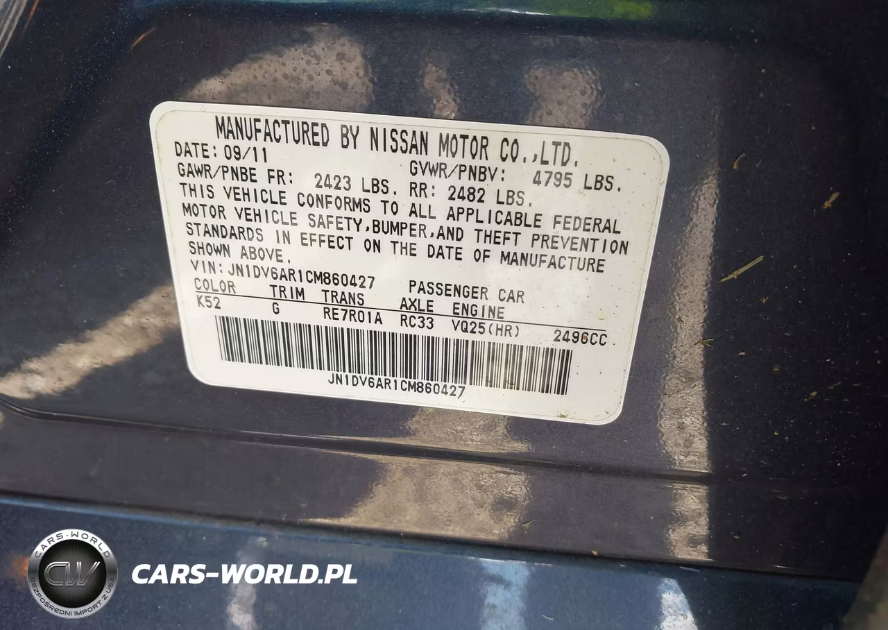 2012 Infiniti G25X VIN:JN1DV6AR1CM860427 - 9