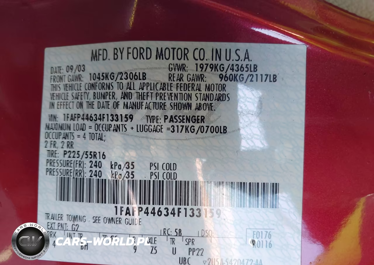 2004 Ford Mustang VIN:1FAFP44634F133159 - 9