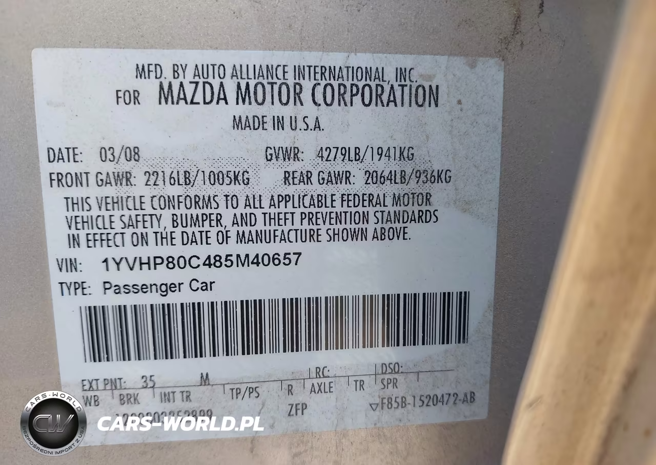 2008 Mazda Mazda6 I Touring VIN:1YVHP80C485M40657 - 9