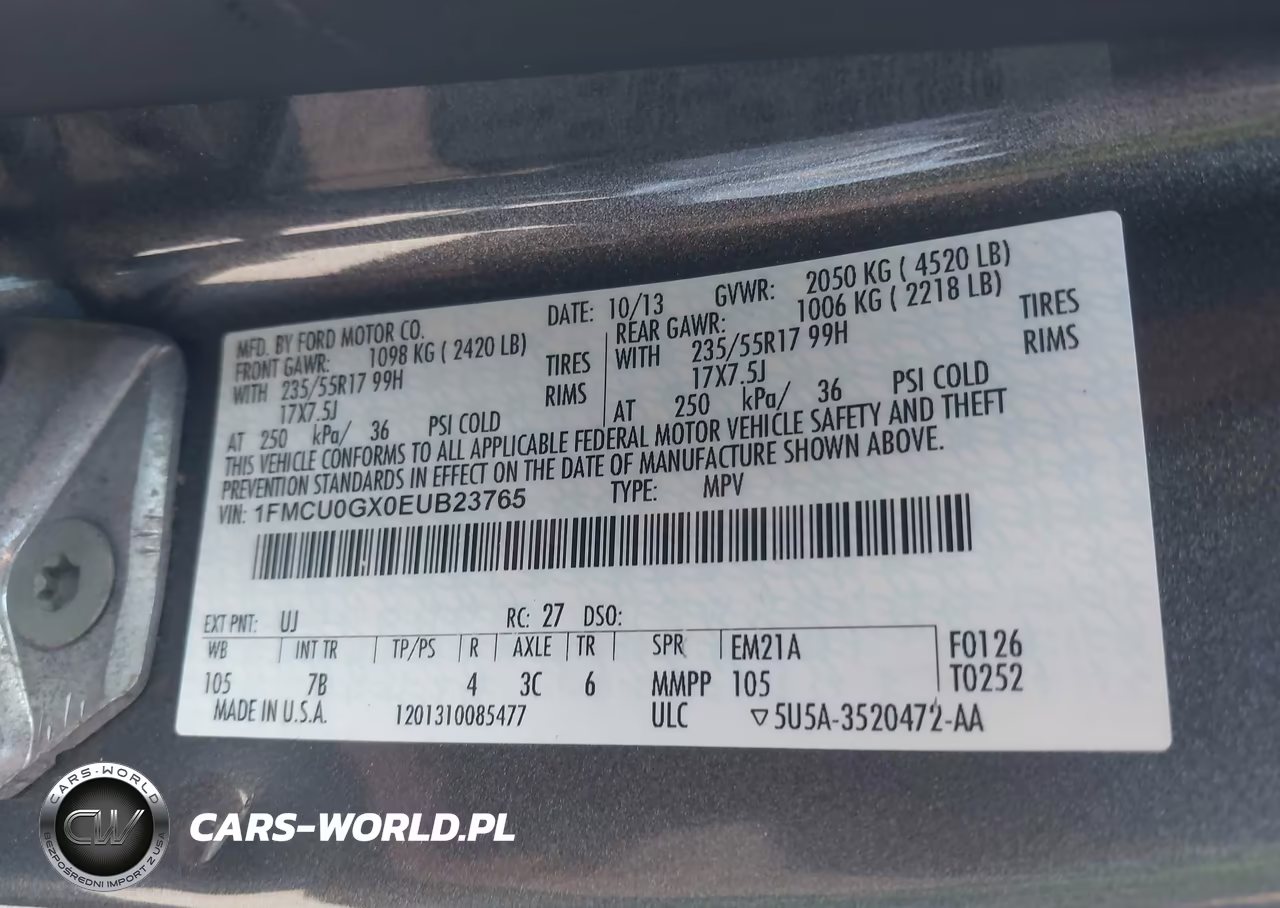 2014 Ford Escape Se VIN:1FMCU0GX0EUB23765 - 9