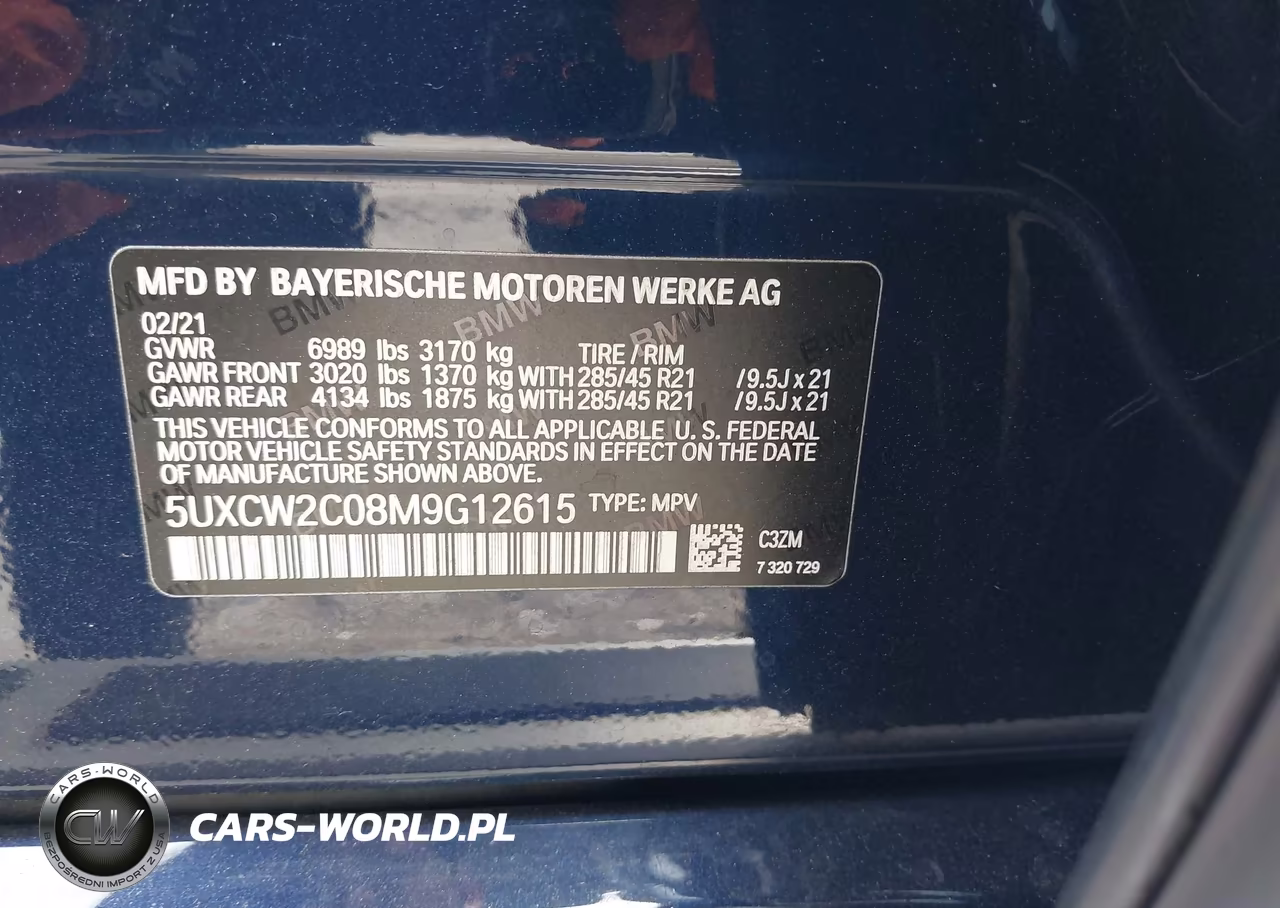 2021 BMW X7 xDrive40I VIN:5UXCW2C08M9G12615 - 9