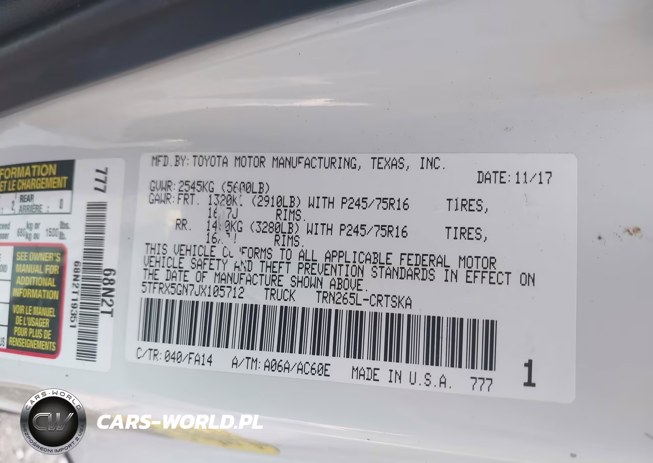 2018 Toyota Tacoma Sr VIN:5TFRX5GN7JX105712 - 9