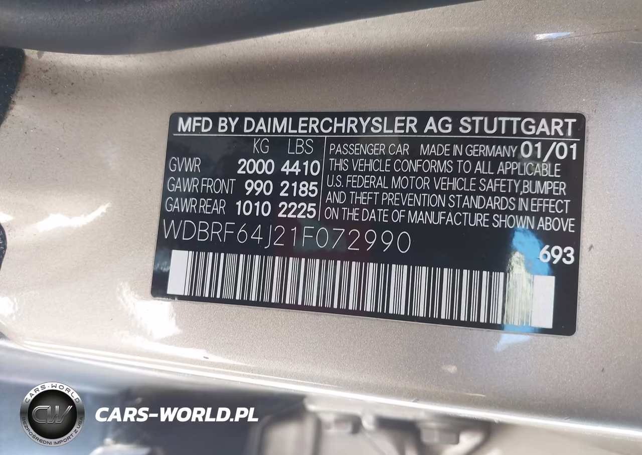 2001 Mercedes-Benz C 320 VIN:WDBRF64J21F072990 - 9