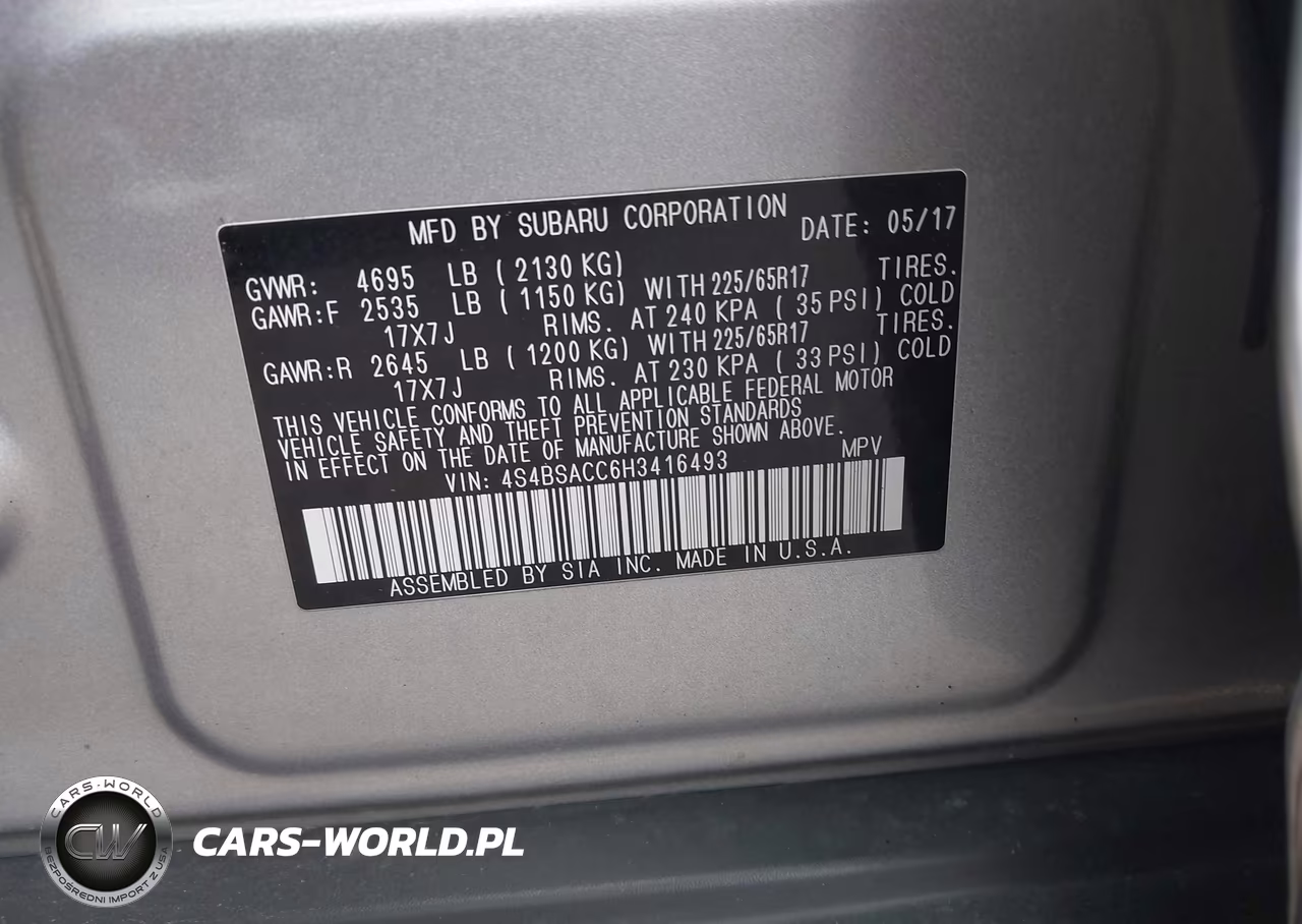 2017 Subaru Outback 2.5I Premium VIN:4S4BSACC6H3416493 - 9