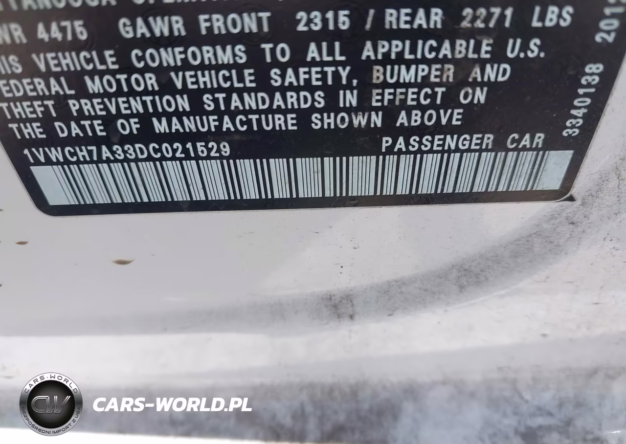 2013 Volkswagen Passat 2.5L Sel VIN:1VWCH7A33DC021529 - 9