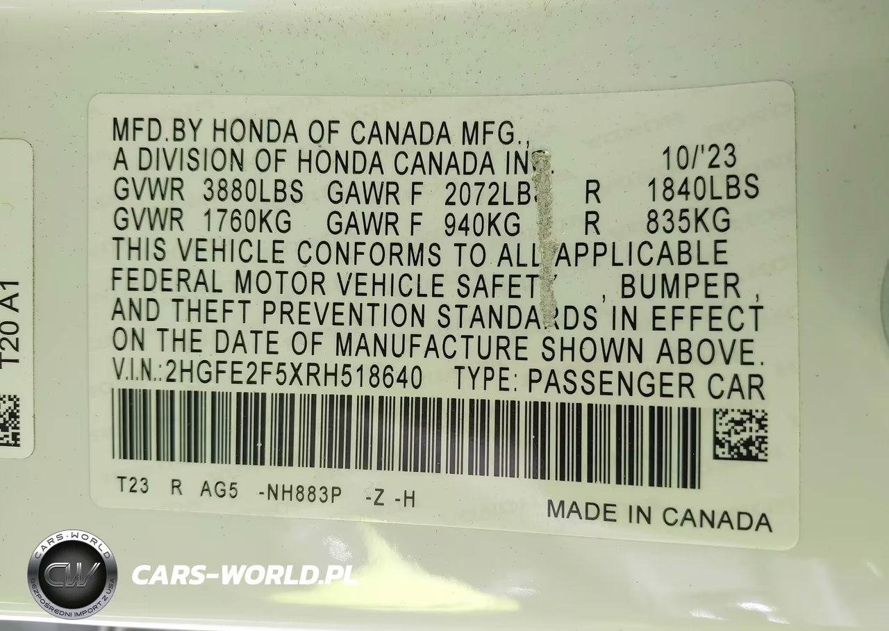 2024 Honda Civic Sport VIN:2HGFE2F5XRH518640 - 9