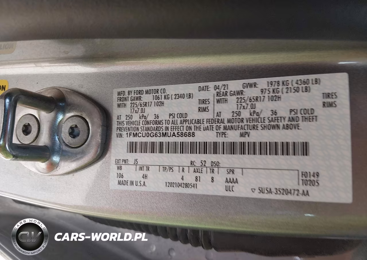 2021 Ford Escape Se VIN:1FMCU0G63MUA58688 - 9